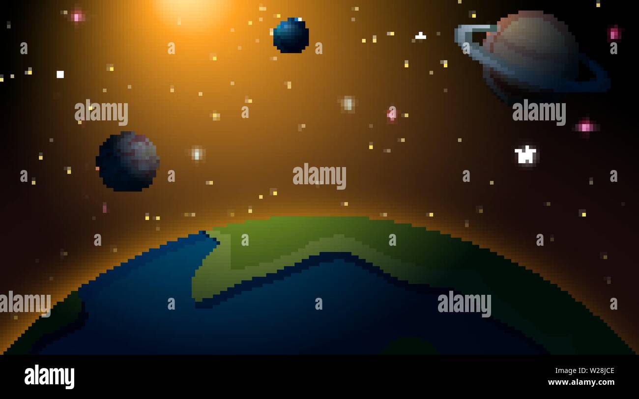 Outer space earth scene illustration Stock Vector Image & Art - Alamy