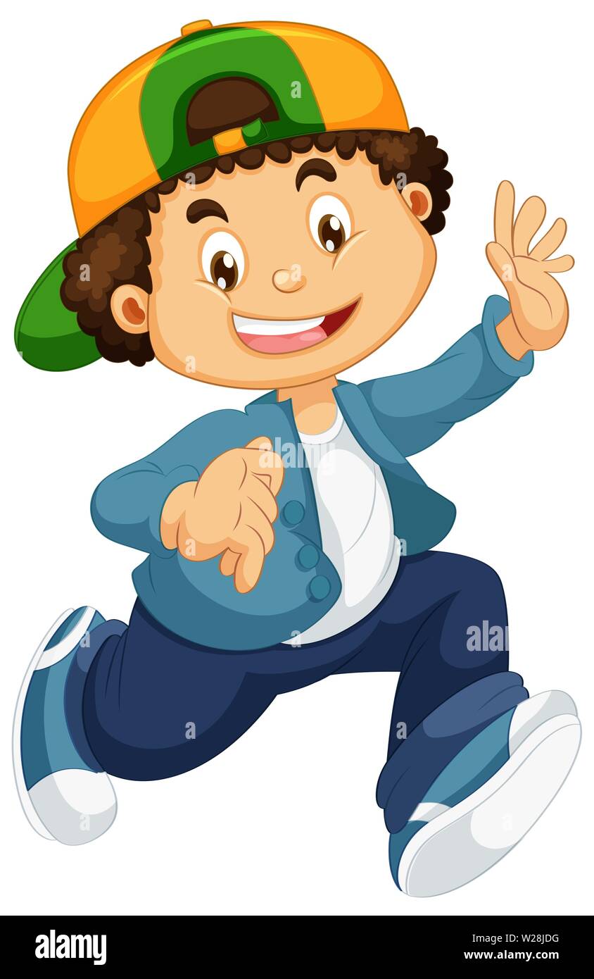 Happy boy character on white background illustration Stock Vector Image ...