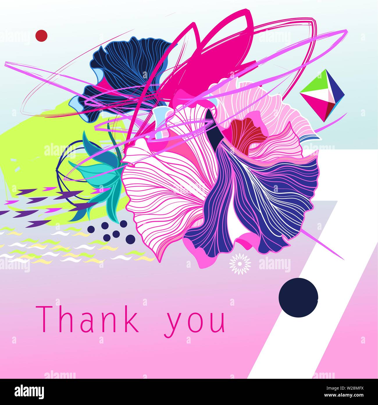 Thanks Abstract Abstract trendy beautiful vector greeting card with thanks lettering ...
