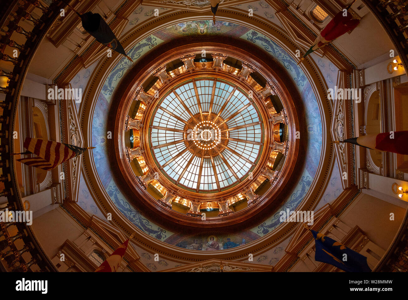 Kansas Statehouse Capitol Dome in the Rotunda in Topeka, Kansas Stock Photo
