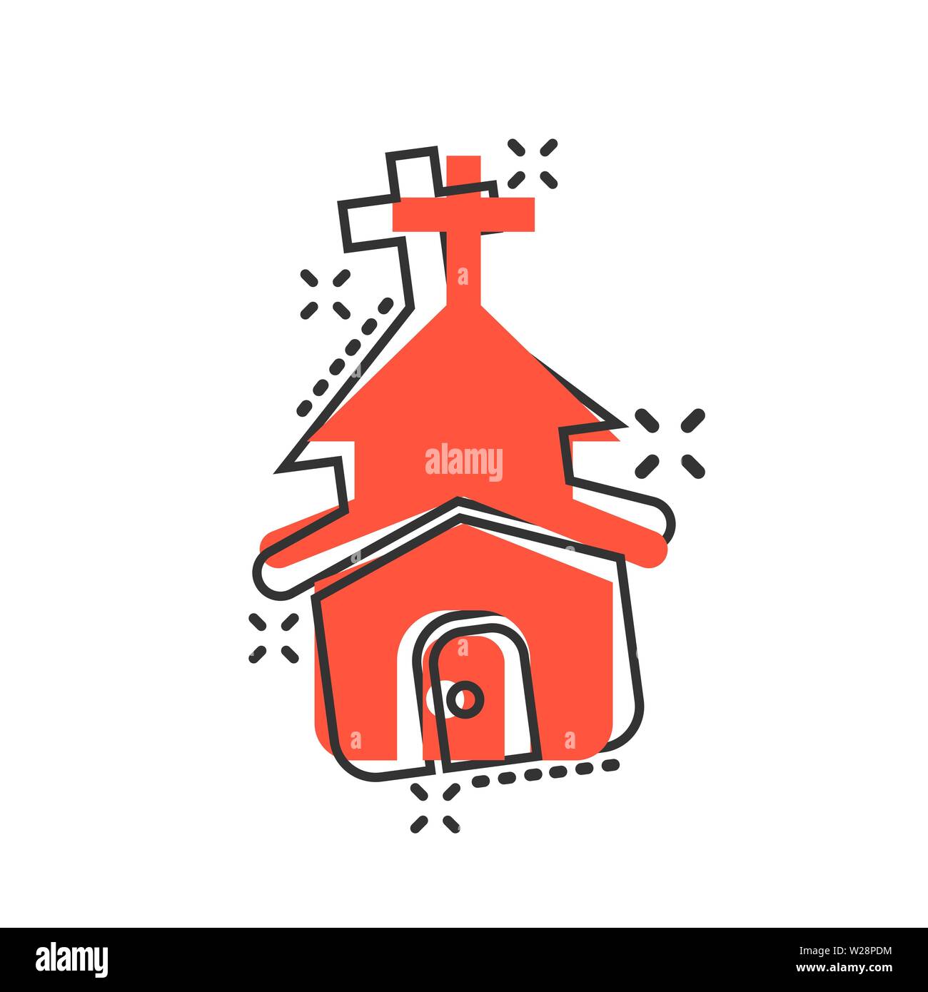 Church icon in comic style. Chapel vector cartoon illustration on white ...