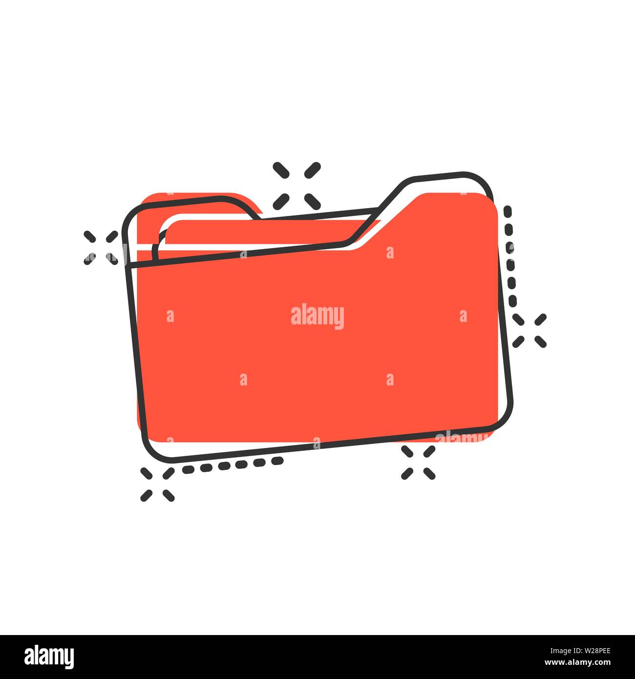 File folder icon in comic style. Documents archive vector cartoon ...