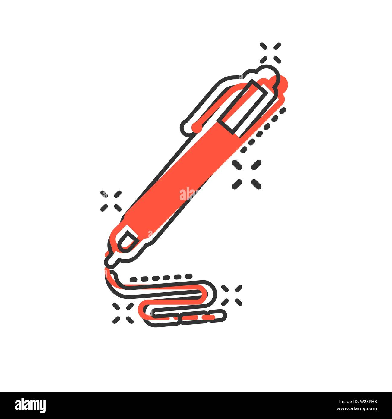 Pen icon in comic style. Ballpoint vector cartoon illustration on white ...
