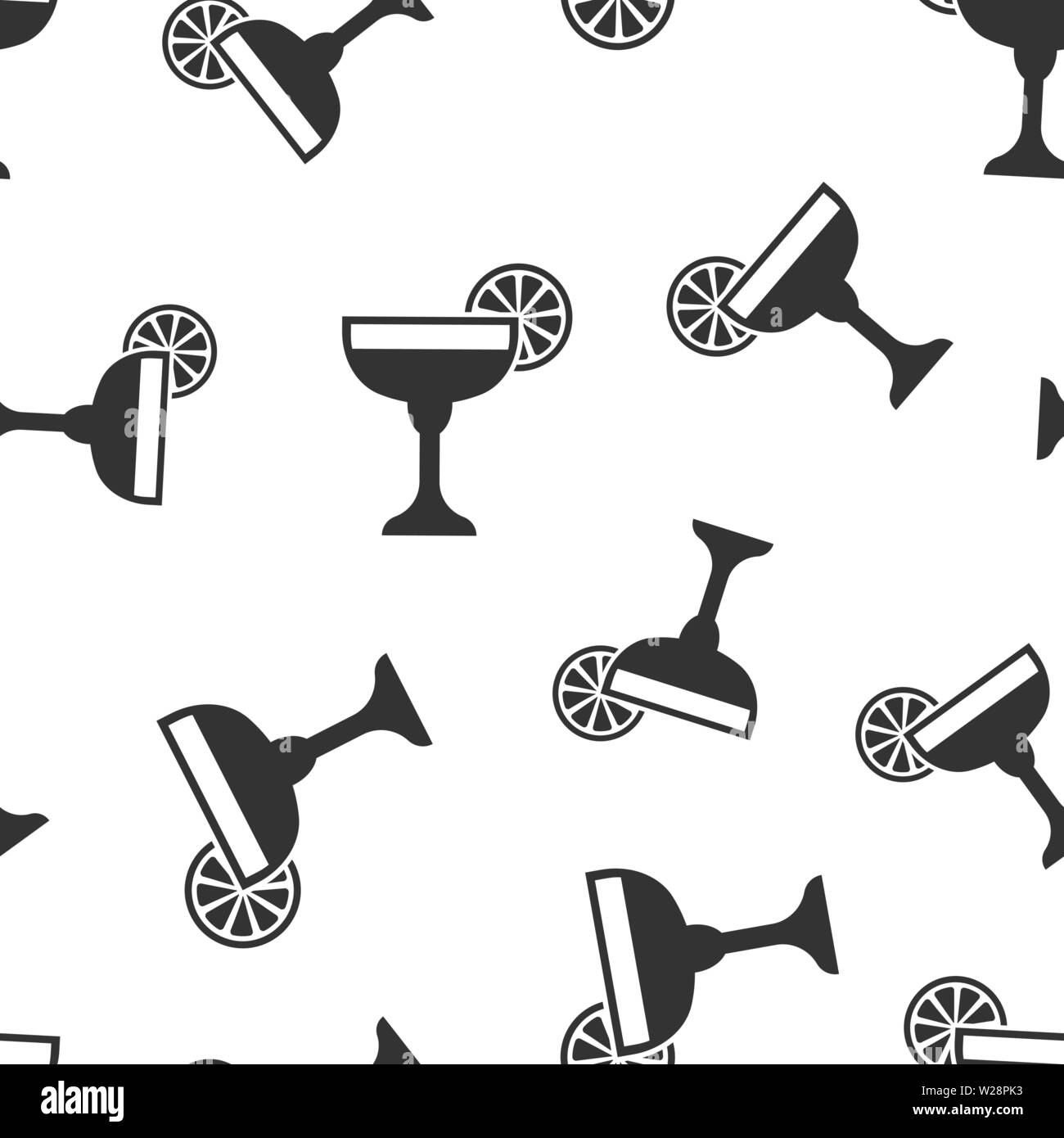 Alcohol cocktail icon seamless pattern background. Drink glass vector ...