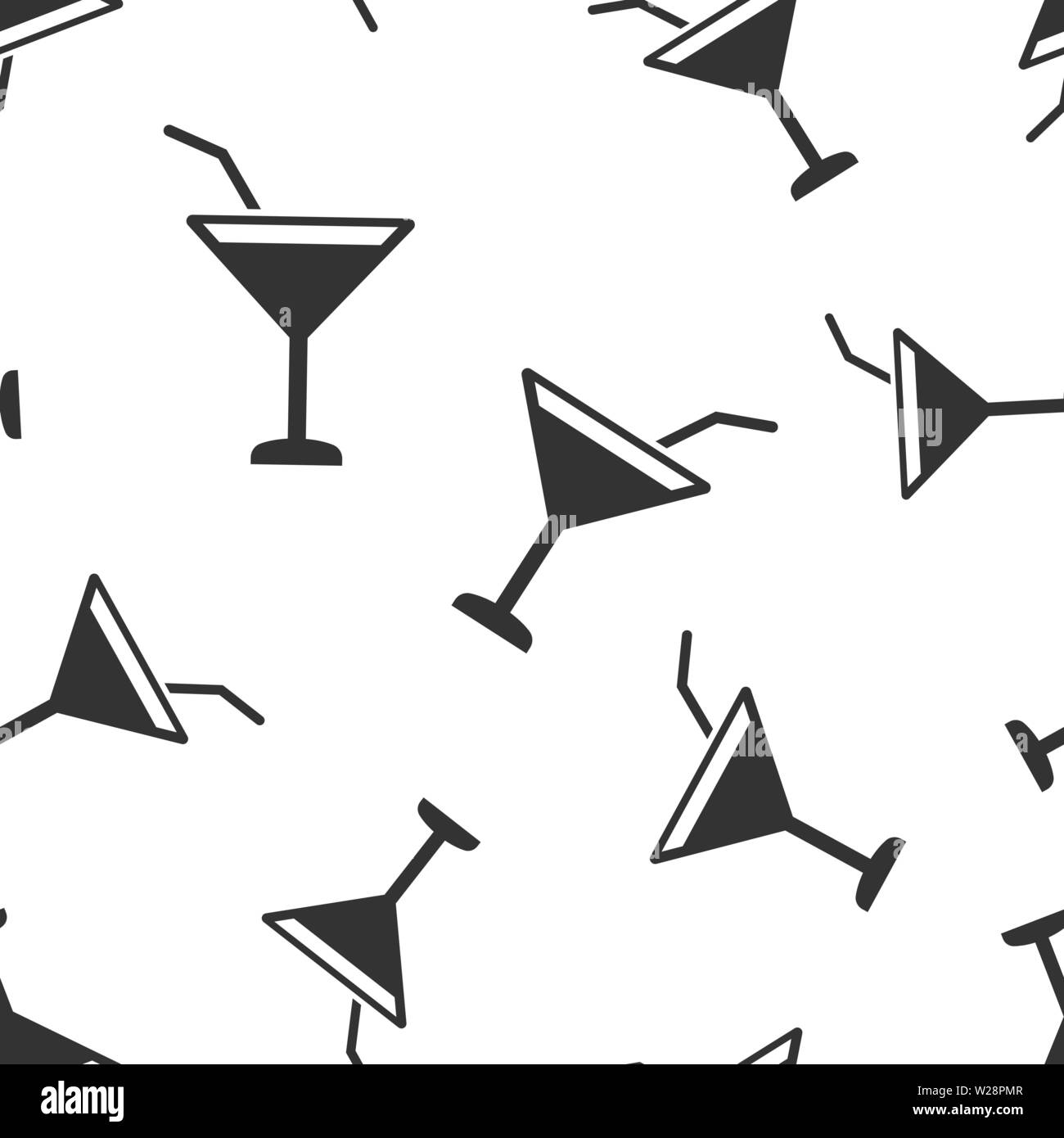 Alcohol cocktail icon seamless pattern background. Drink glass vector ...