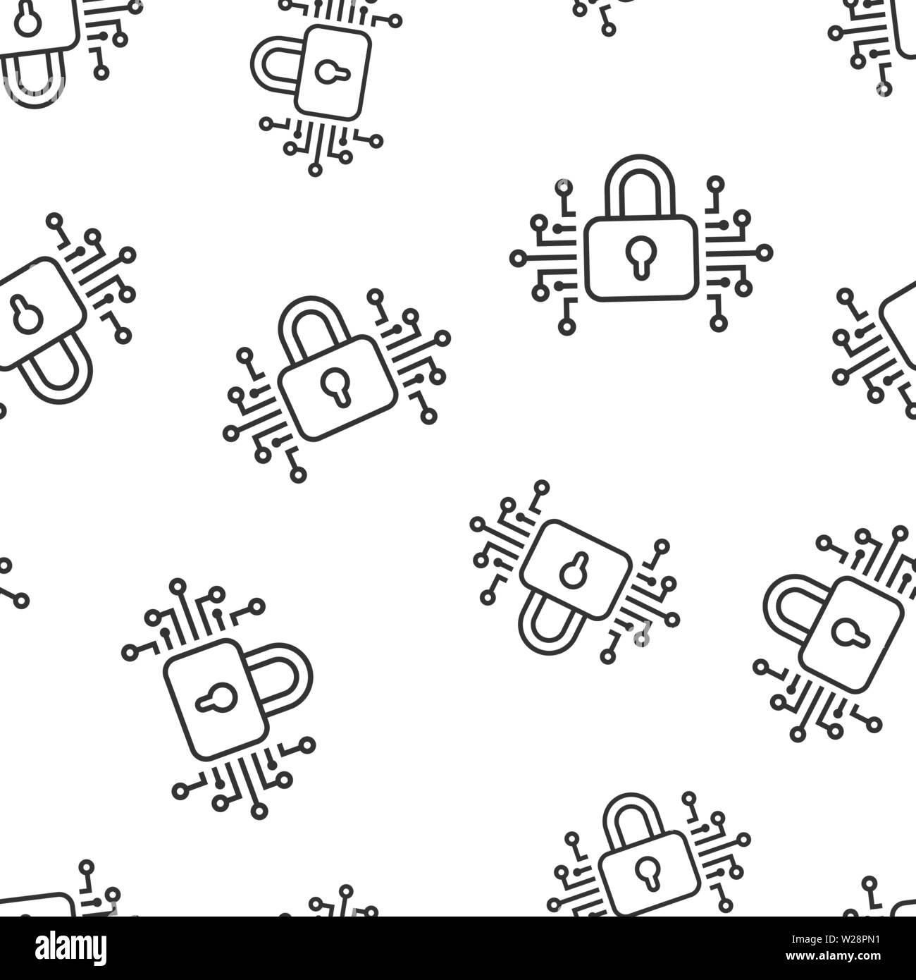 Cyber security icon seamless pattern background. Padlock locked vector ...