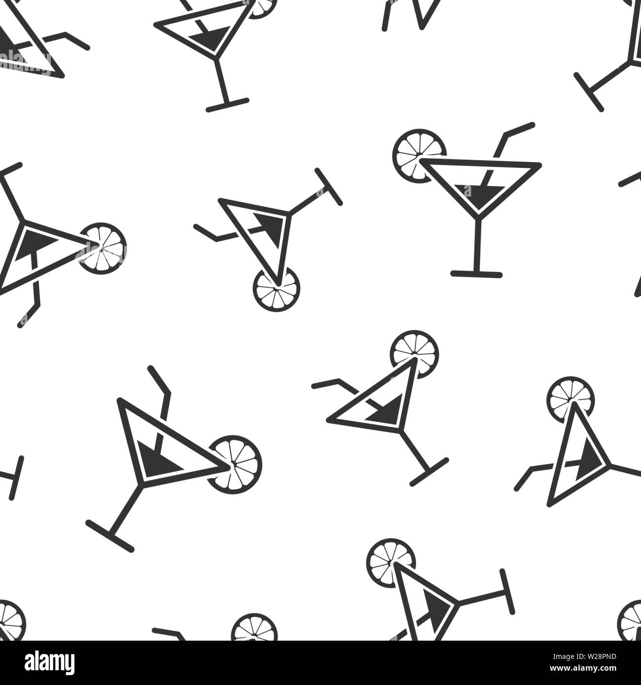 Alcohol cocktail icon seamless pattern background. Drink glass vector ...