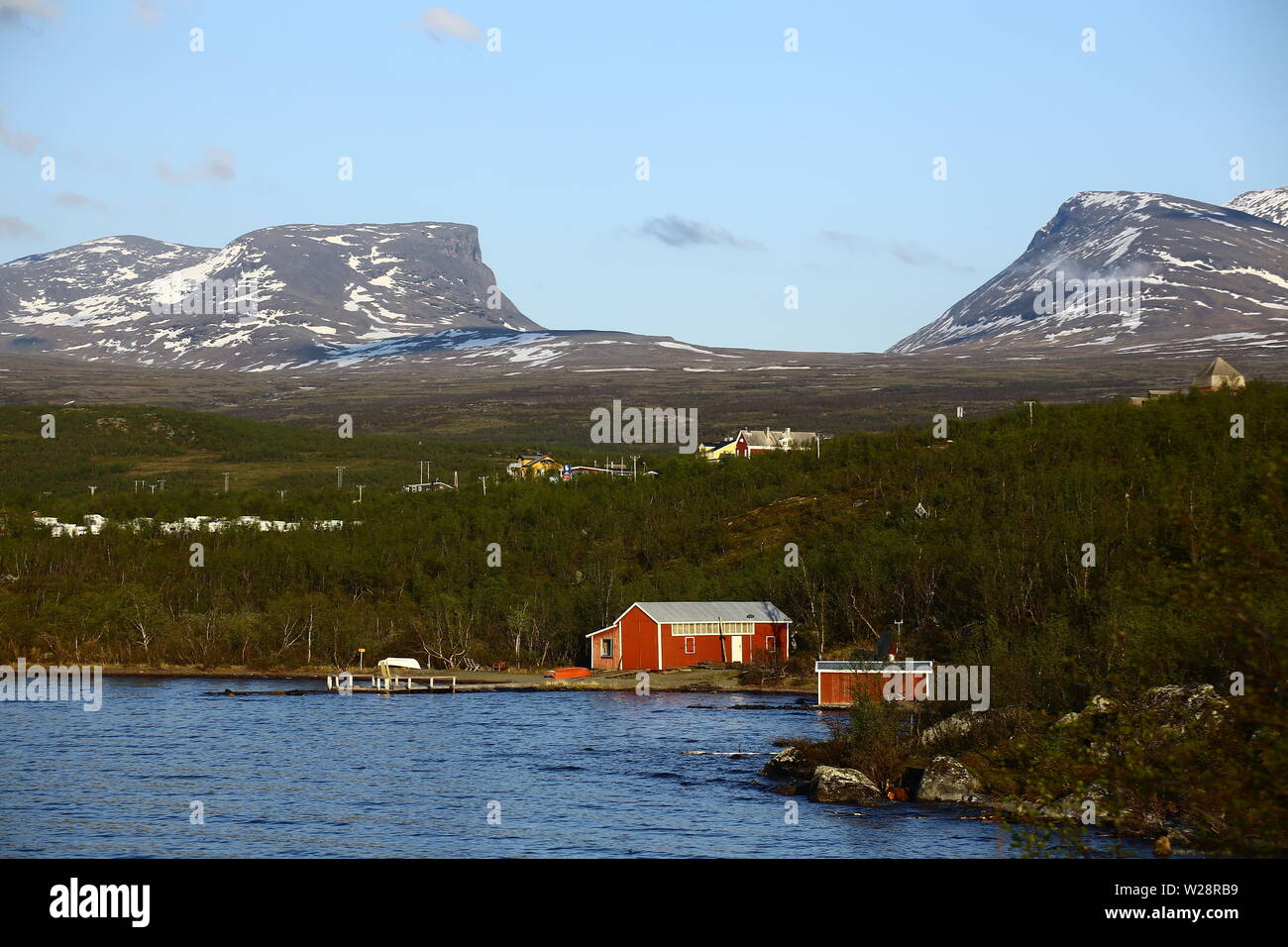 Abisko in Northern Sweden and Lapporten in the background. Stock Photo