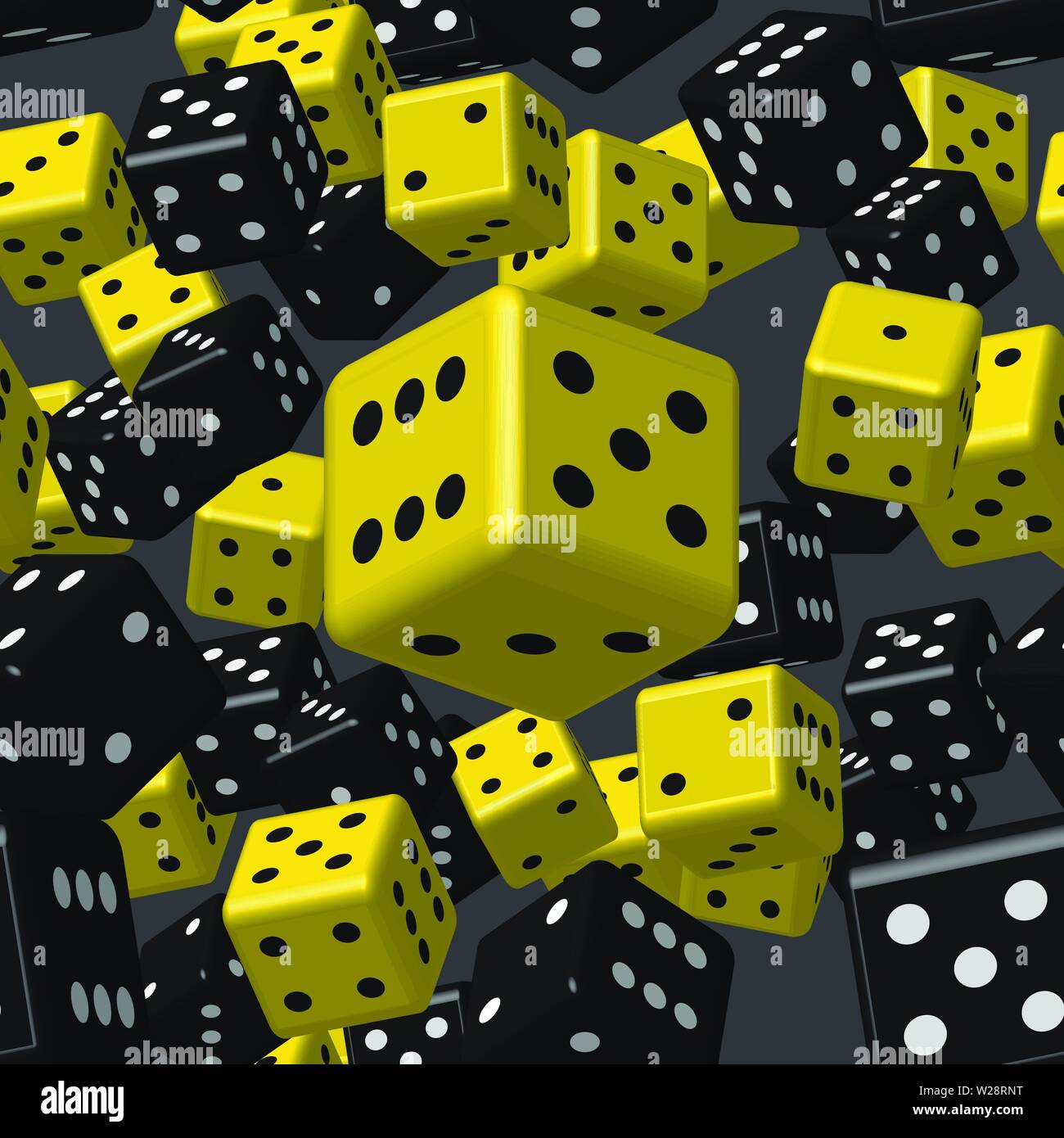 Yellow Black Dice Seamless Pattern, 3D Illustration Stock Vector Image