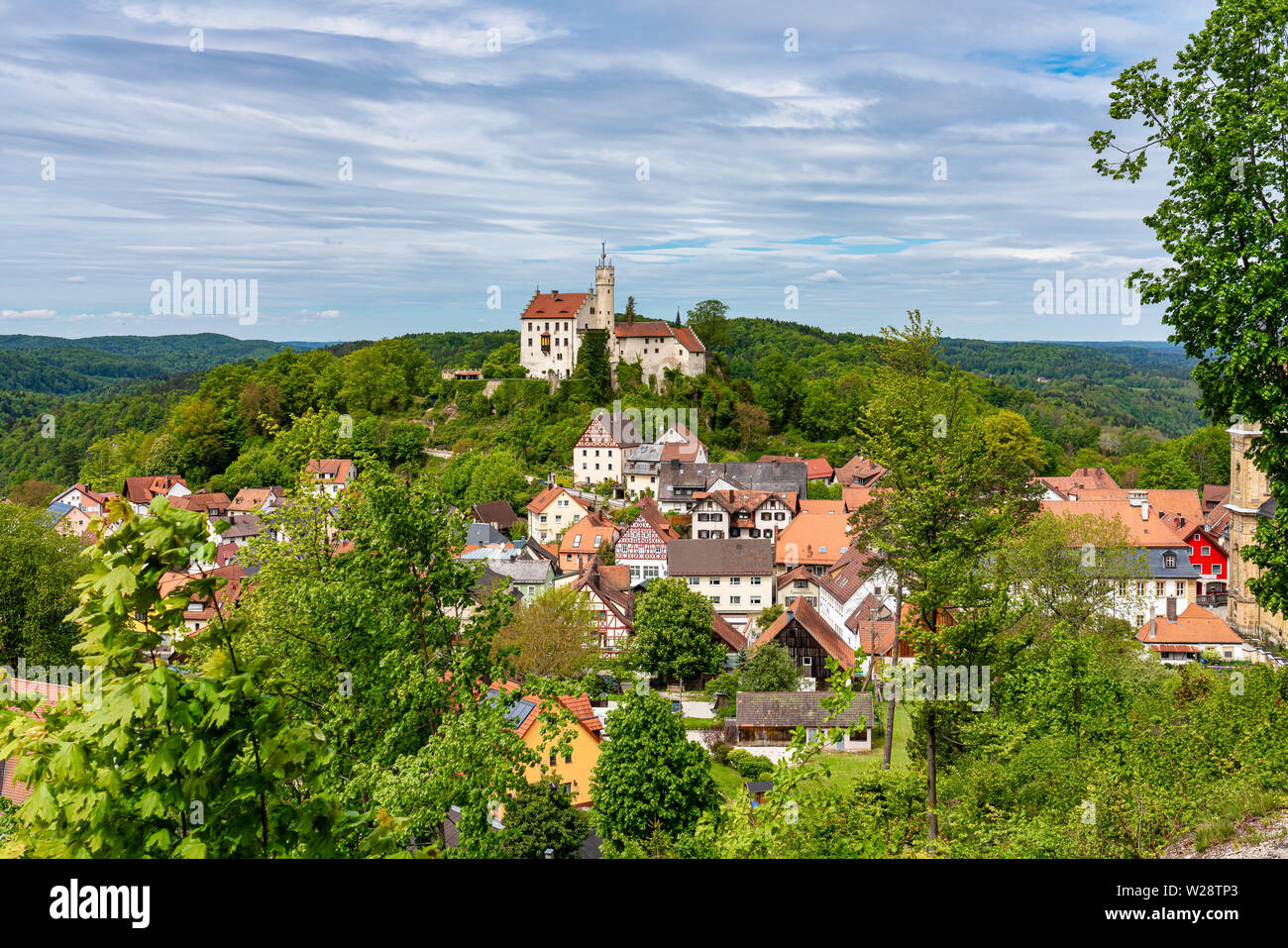 Medieval Castle of Goessweinstein in Bavaria in Germany Stock Photo