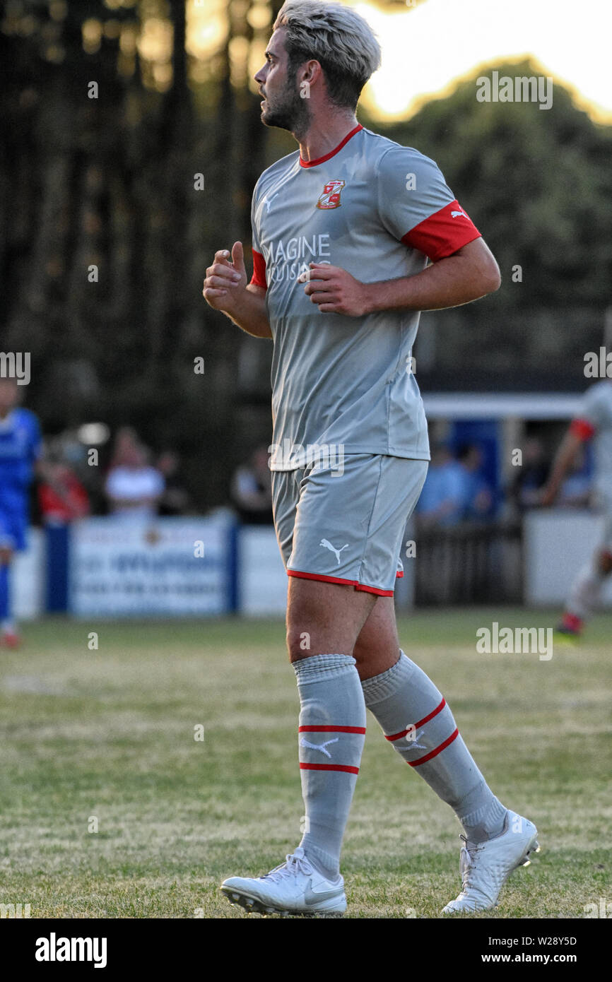 Swindon, Wiltshire, UK, Swindon Town 7th July 2019  Dion Conroy playing football at supermarine Fc friendly in the new away grey kit for Stock Photo