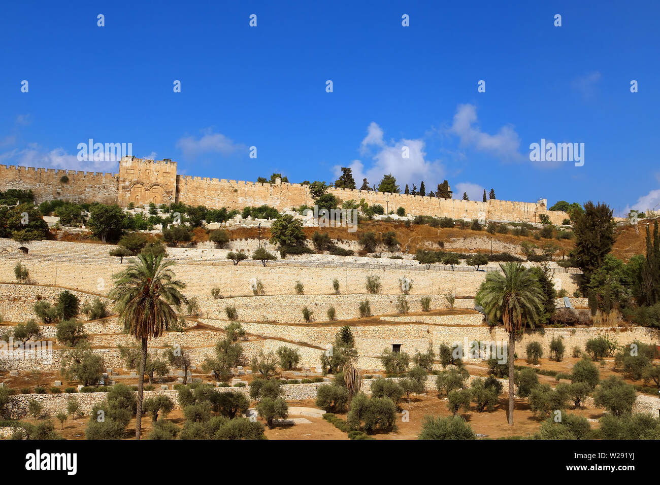 The Golden Gate or Gate of Mercy on the east-side of the Temple Mount of the Old City of Jerusalem, Israel Stock Photo