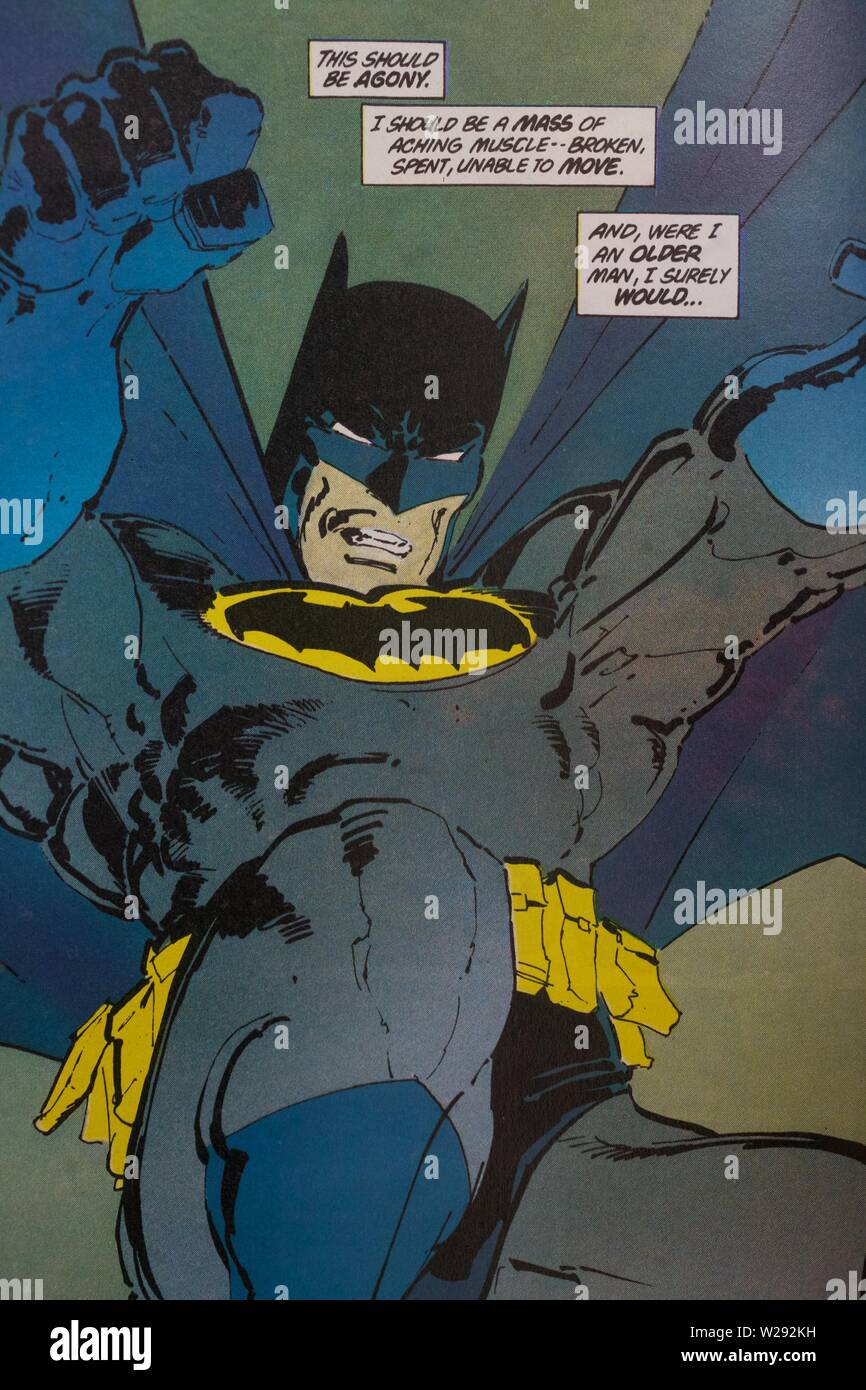 DC comic featuring Batman in The Dark Knight Returns Stock Photo