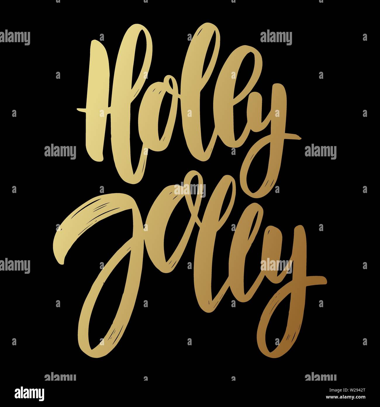 Holly Jolly. Lettering phrase for poster, card, banner, sign. Vector illustration Stock Vector
