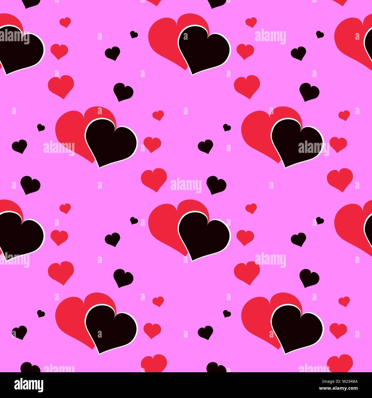 red and black heart seamless on pink background valentines day vector ...