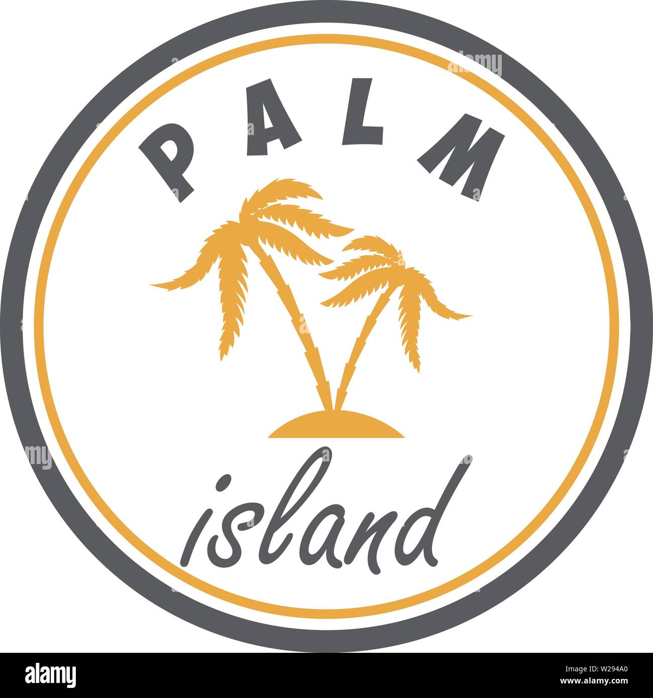 Palm island. Summer emblem with palms. Design element for logo, label