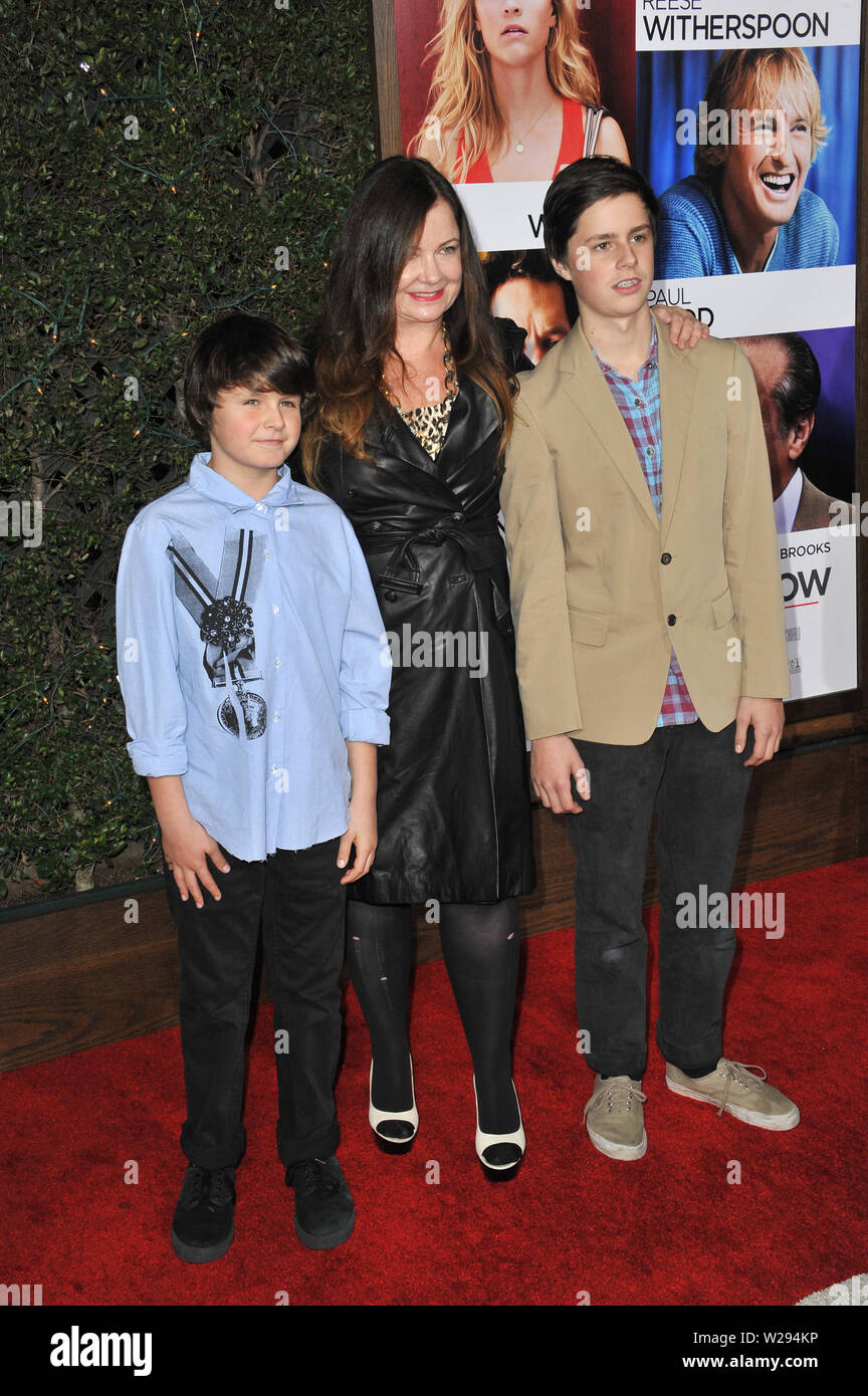 LOS ANGELES, CA. December 13, 2010: Jennifer Nicholson & her sons at the world premiere of 'How Do You Know' at the Mann Village Theatre, Westwood. © 2010 Paul Smith / Featureflash Stock Photo