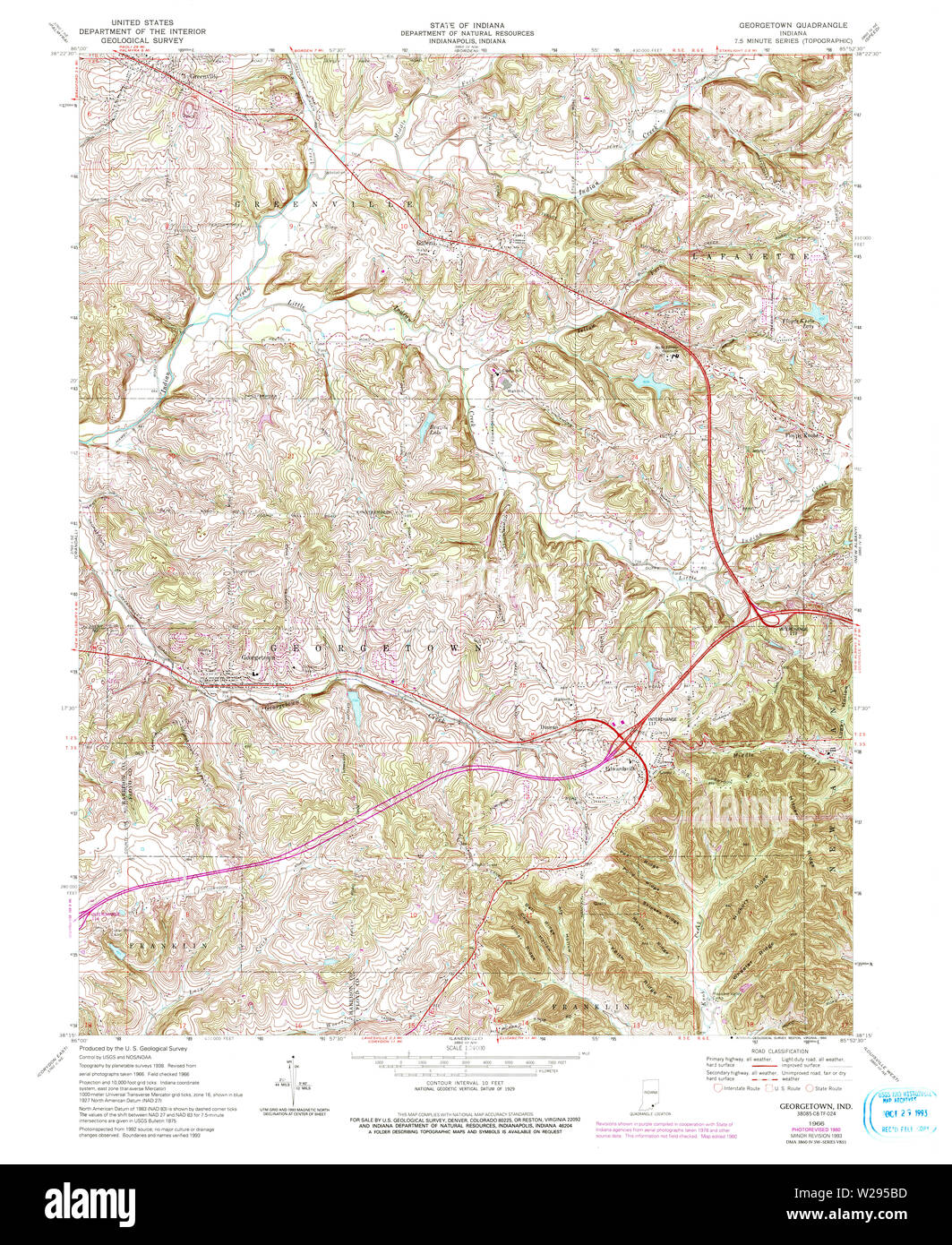 USGS TOPO Map Indiana IN Georgetown 159900 1966 24000 Restoration Stock ...