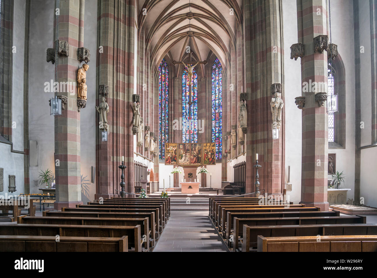 Innenraum der Marienkapelle Würzburg, Unterfranken, Bayern, Deutschland  |  Marienkapelle church interior,  Würzburg,  Lower Franconia, Bavaria, Germa Stock Photo