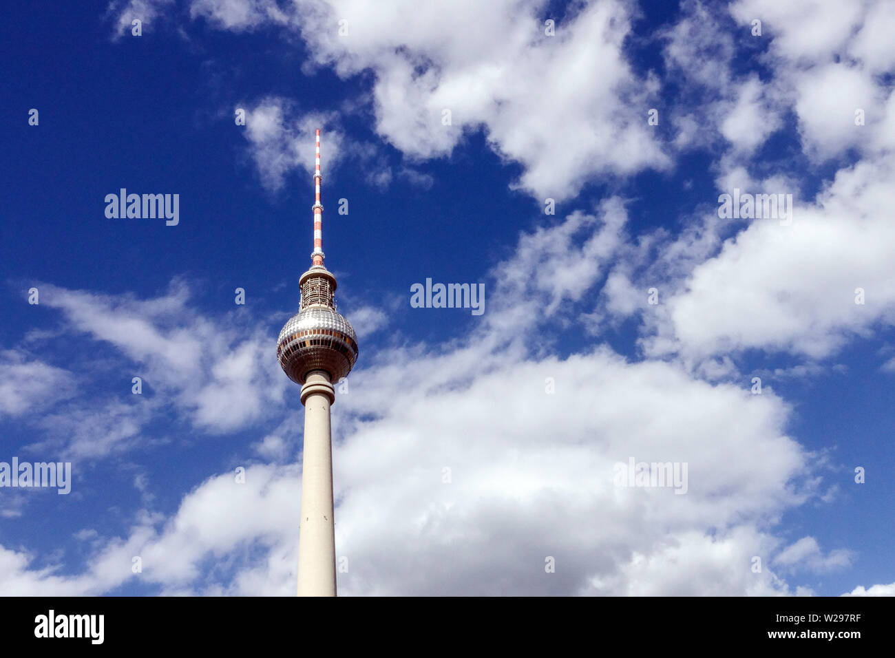 Berlin weather TV Tower Germany Clouds Stock Photo