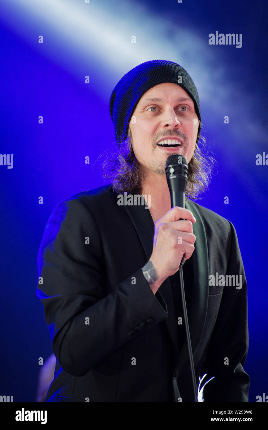 Turku, Finland. 6th July 2019. Finnish singer songwriter Ville Valo  performs with the band Agents at the 50th Ruisrock Festival Stock Photo -  Alamy