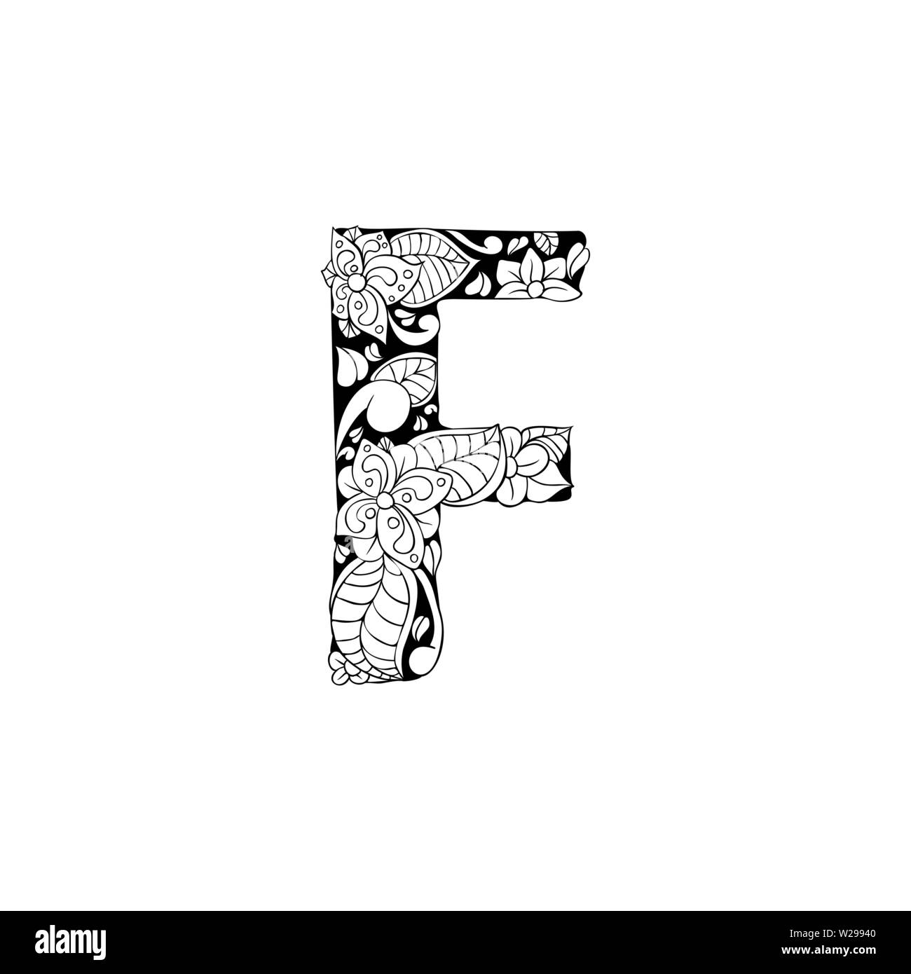 Floral font letter f hi-res stock photography and images - Alamy