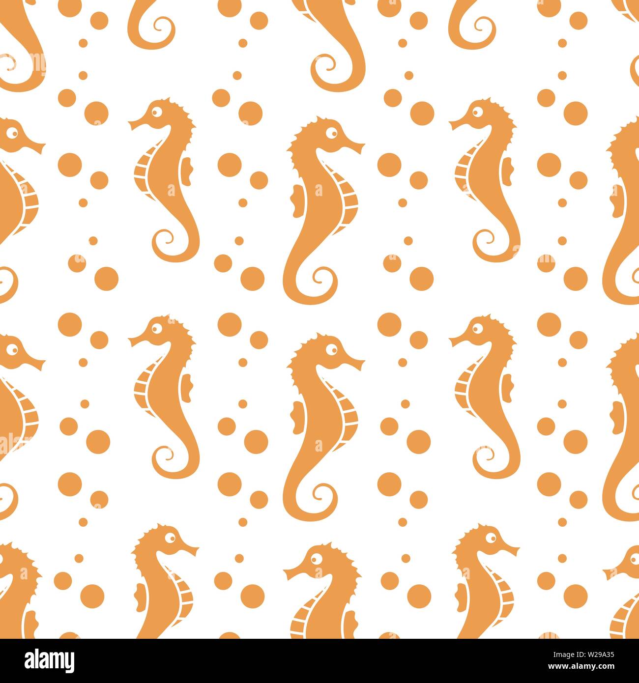 Vector seamless pattern with sea horses and bubbles. Marine background ...