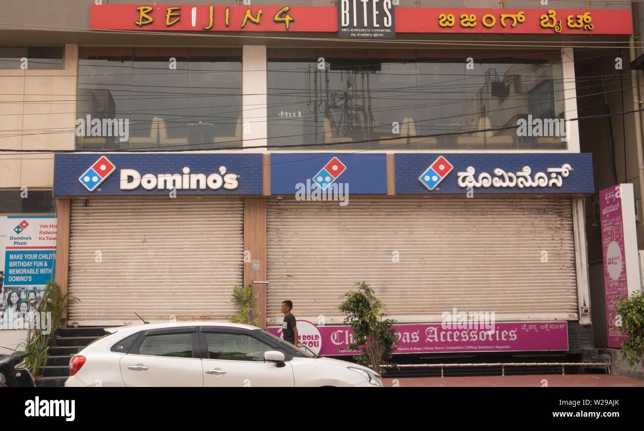 Bengaluru, India June 27,2019 : Domino's Pizza billboard on top of the building at Bengaluru Stock Photo