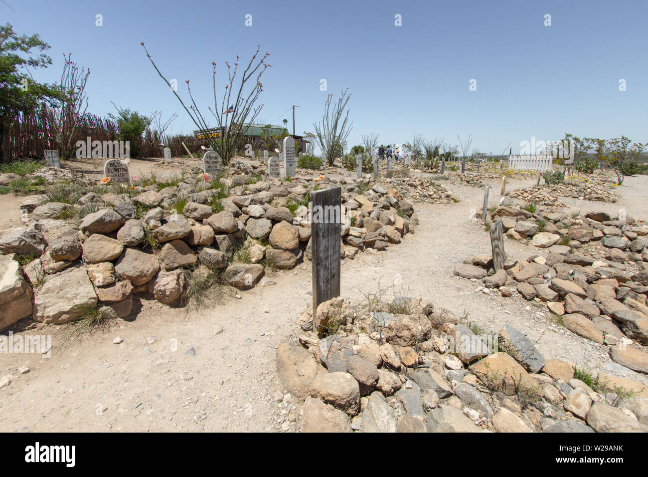 Tombstone, Arizona, USA - May 1, 2019: Graves and markers at the famous Boothill Graveyard in Tombstone Arizona Stock Photo