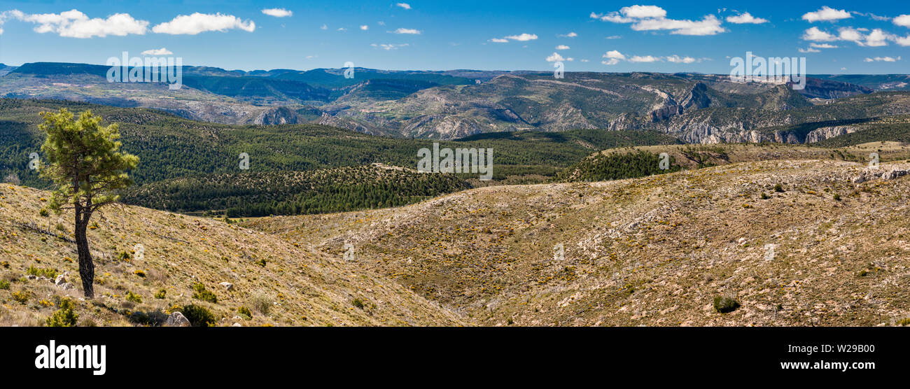 Masias de Ejulve, view from The Silent Route, near Ejulve, Maestrat (Maestrazgo) region, Teruel province, Aragon, Spain Stock Photo
