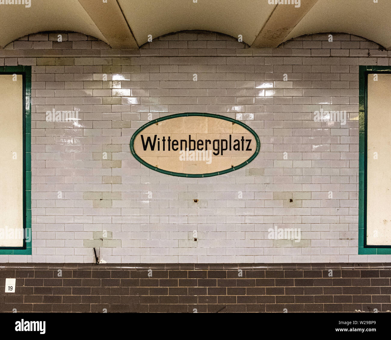 Wittenbergplatz UBahn underground railway station interior with tiled