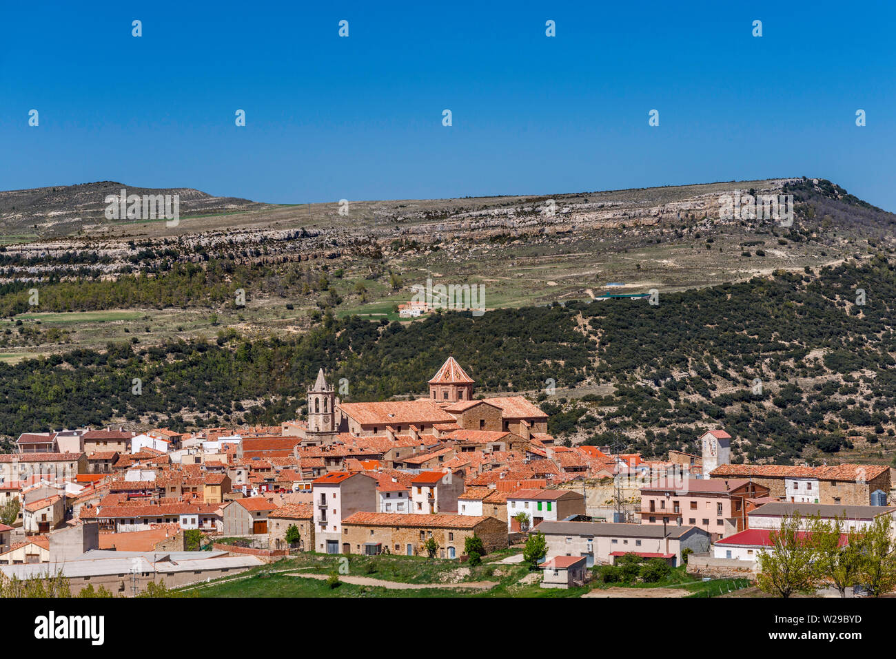 Town of Cantavieja, Maestrat (Maestrazgo) region, Teruel province, Aragon, Spain Stock Photo