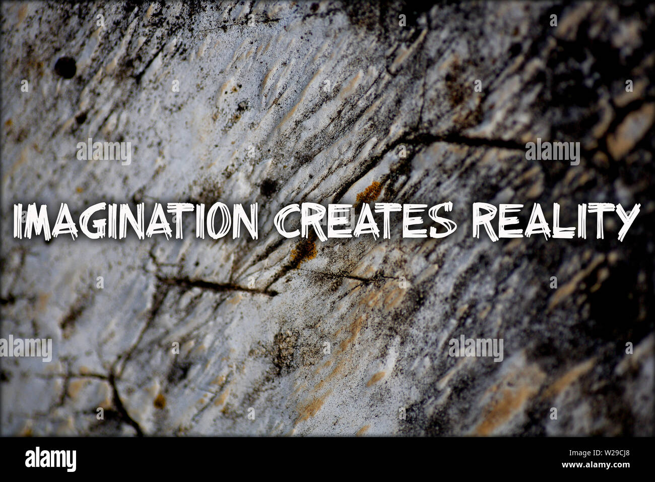 Imagination creates reality quote Time quotes background fine art in high quality prints products Stock Photo