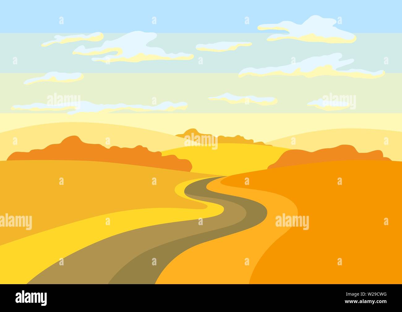 Autumn landscape with trees and hills Stock Vector Image & Art - Alamy