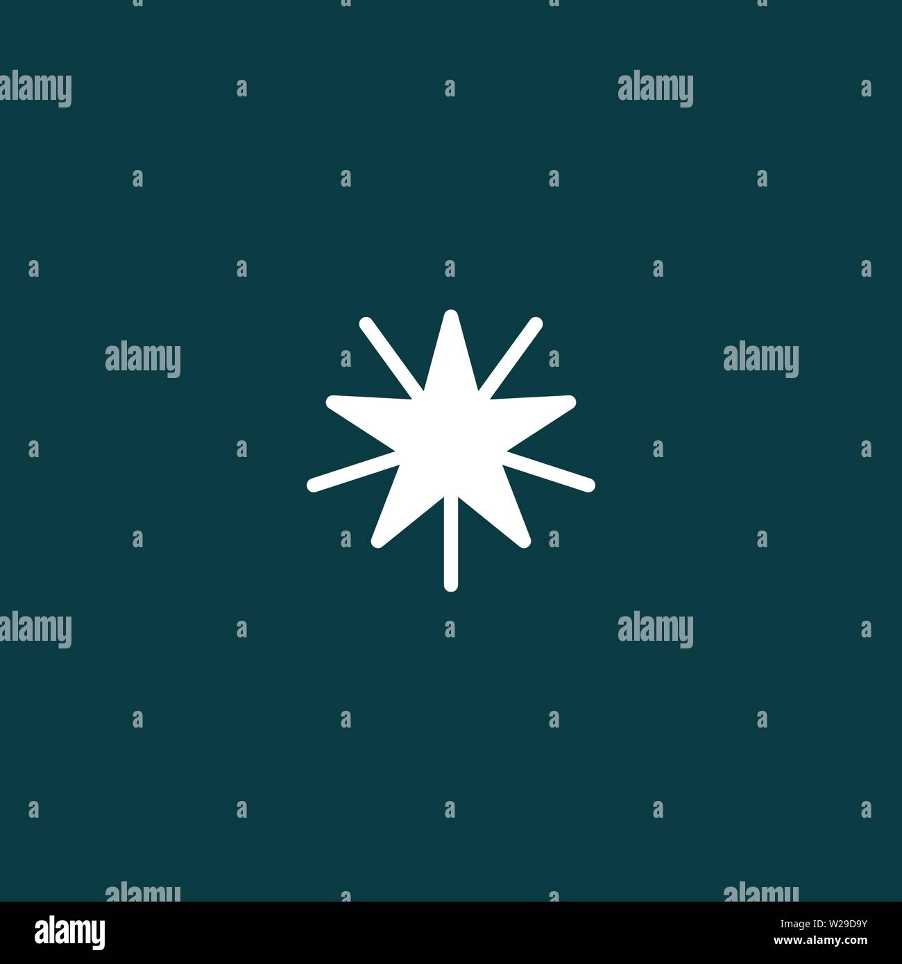 White star isolated on dark blue background. Vector illustration. Stock Vector