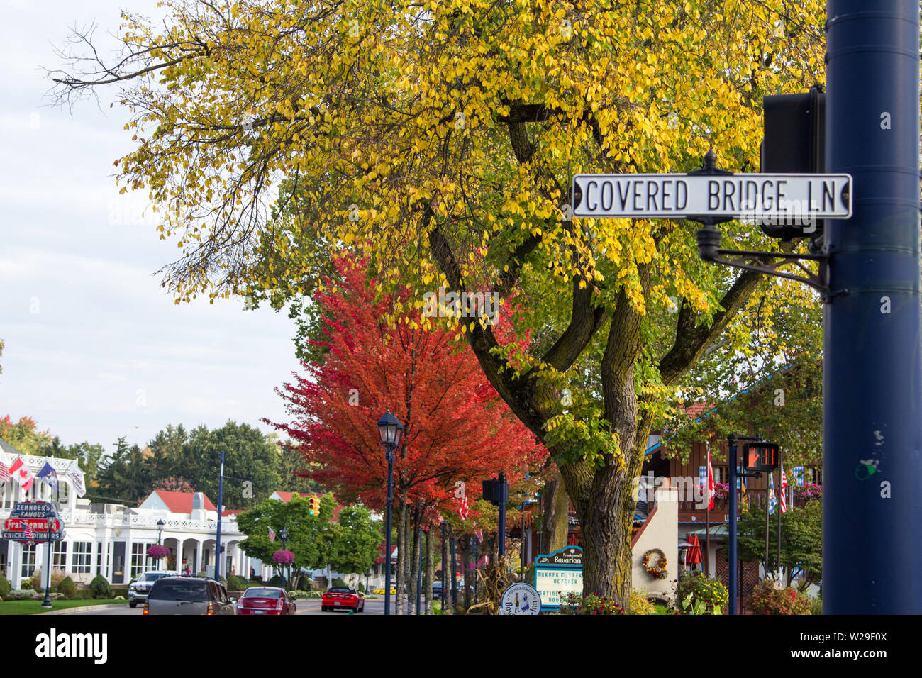 Frankenmuth, Michigan, USA - October 9, 2018: View of the downtown tourist district of Frankenmuth Michigan Stock Photo