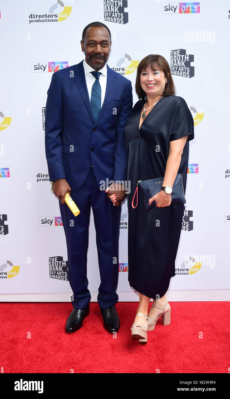 Sir Lenny Henry and Lisa Makin attending the South Bank Sky Arts Awards at the Savoy Hotel in London. Stock Photo