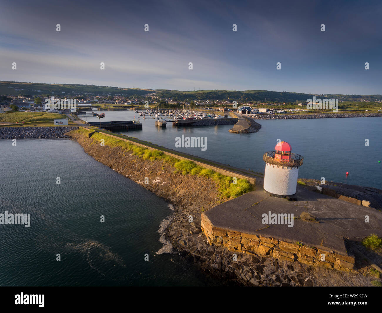 Burry Port Lighthouse and marina Stock Photo Alamy