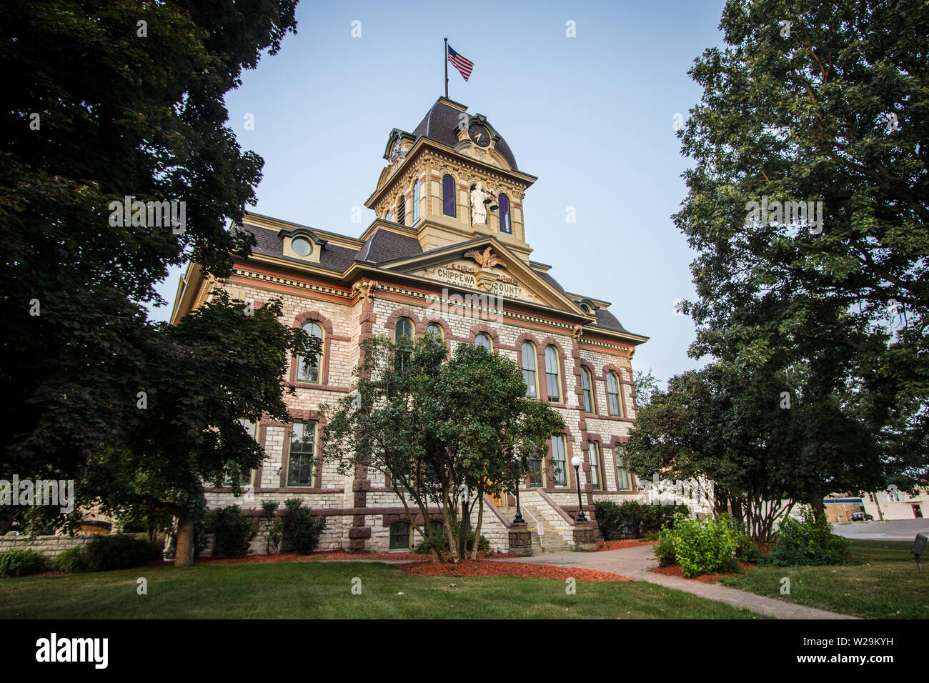 Sault Ste Marie, Michigan, USA - Exterior of the Chippewa County Courthouse in Sault Ste Marie in the Upper Peninsula of Michigan. Stock Photo