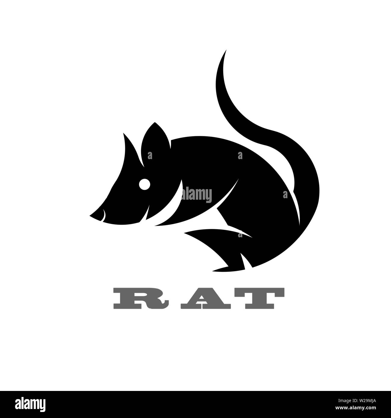 Simple shape of rat, icon or logo for web, mouse design with text on white background. vector illustration. Stock Vector
