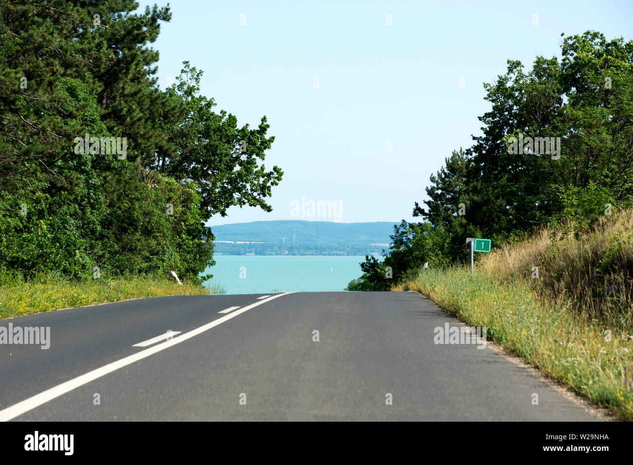 Road at Lake Balaton, Hungary Stock Photo