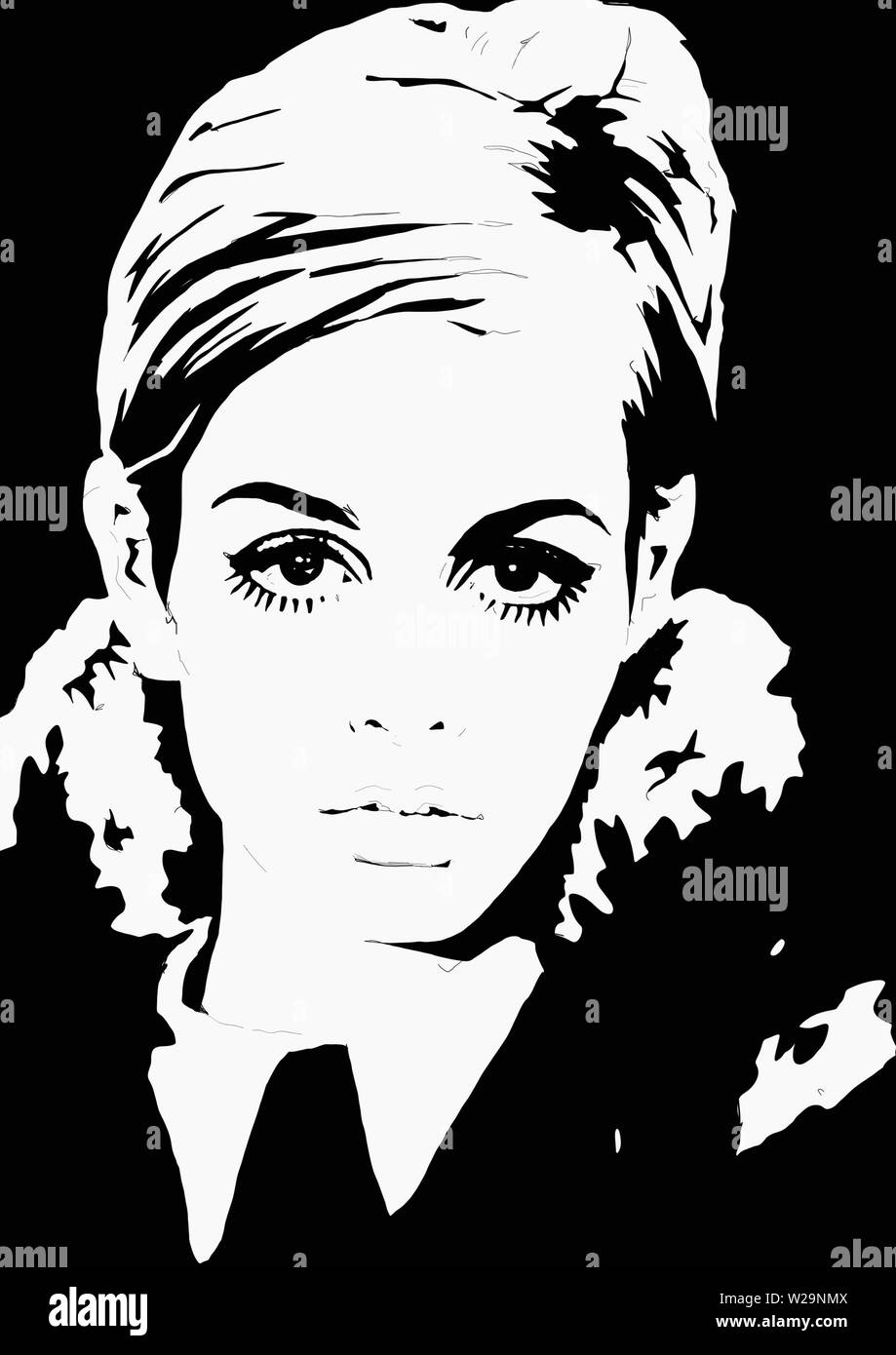 Twiggy print. Twiggy poster illustration Stock Photo