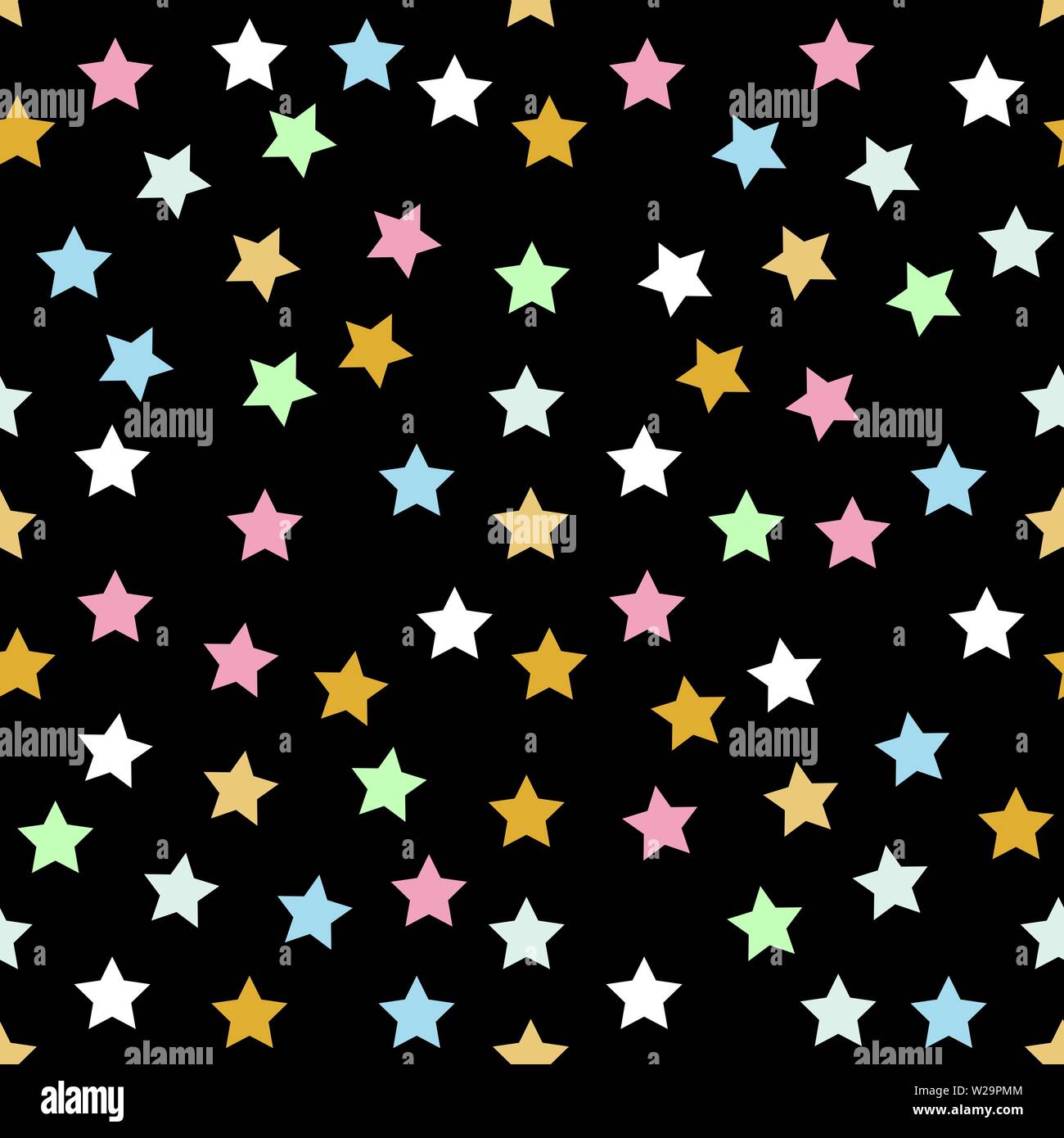 stars seamless pattern full color on black background vector eps10 editable Stock Vector