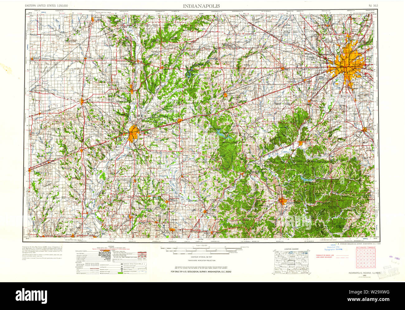 Topographical Map Indiana Historical maps of indianapolis hi-res stock photography and images - Alamy