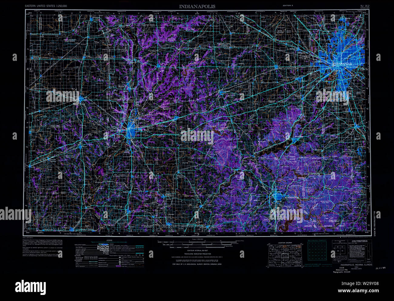 Topographical Map Indiana Historical maps of indianapolis hi-res stock photography and images - Alamy
