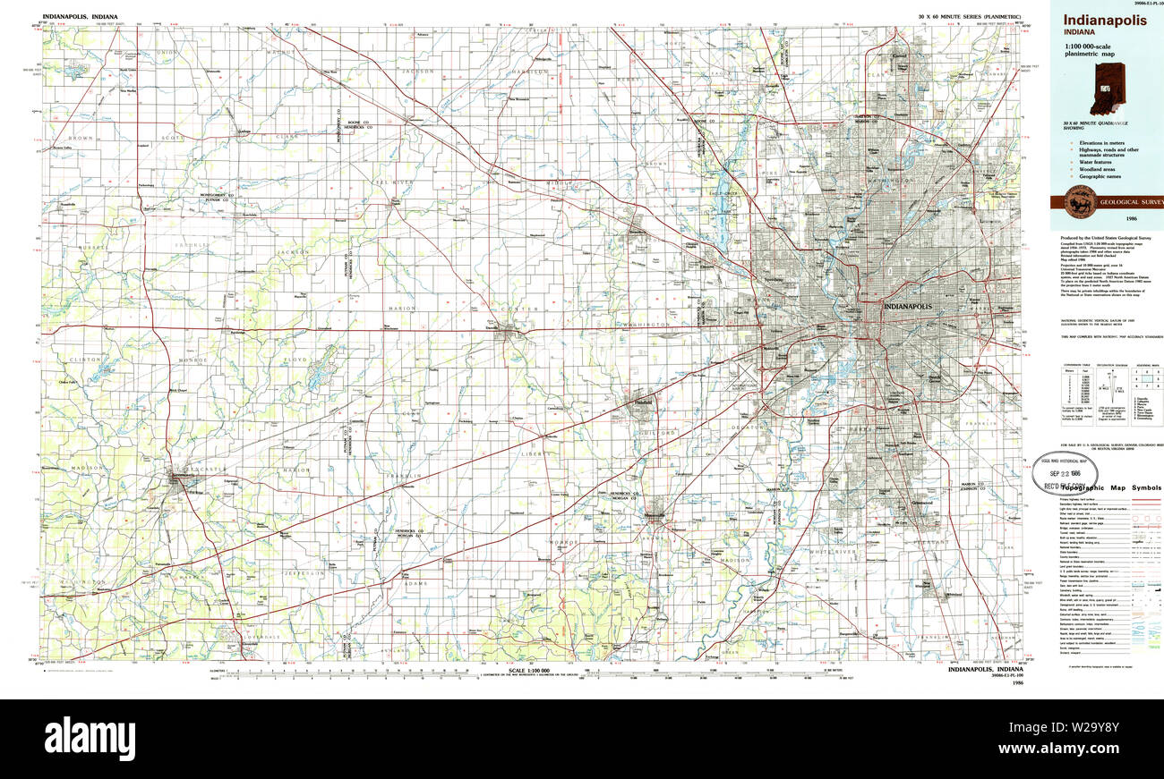 Topographical Map Indiana Historical maps of indianapolis hi-res stock photography and images - Alamy