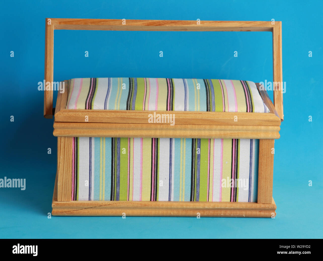 sewing box on colorful background Stock Photo
