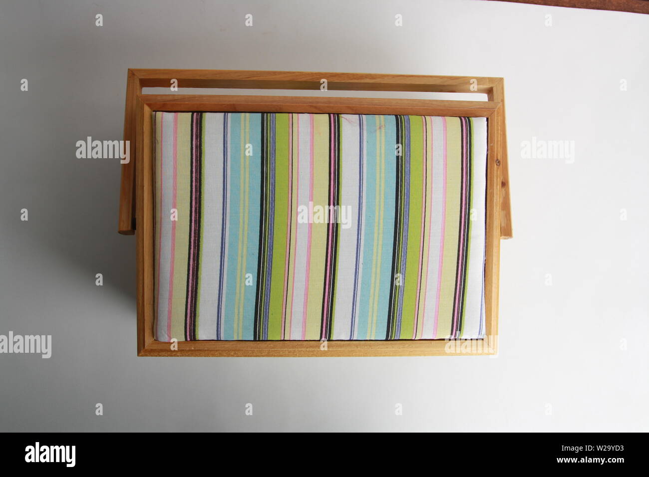 sewing box on colorful background Stock Photo