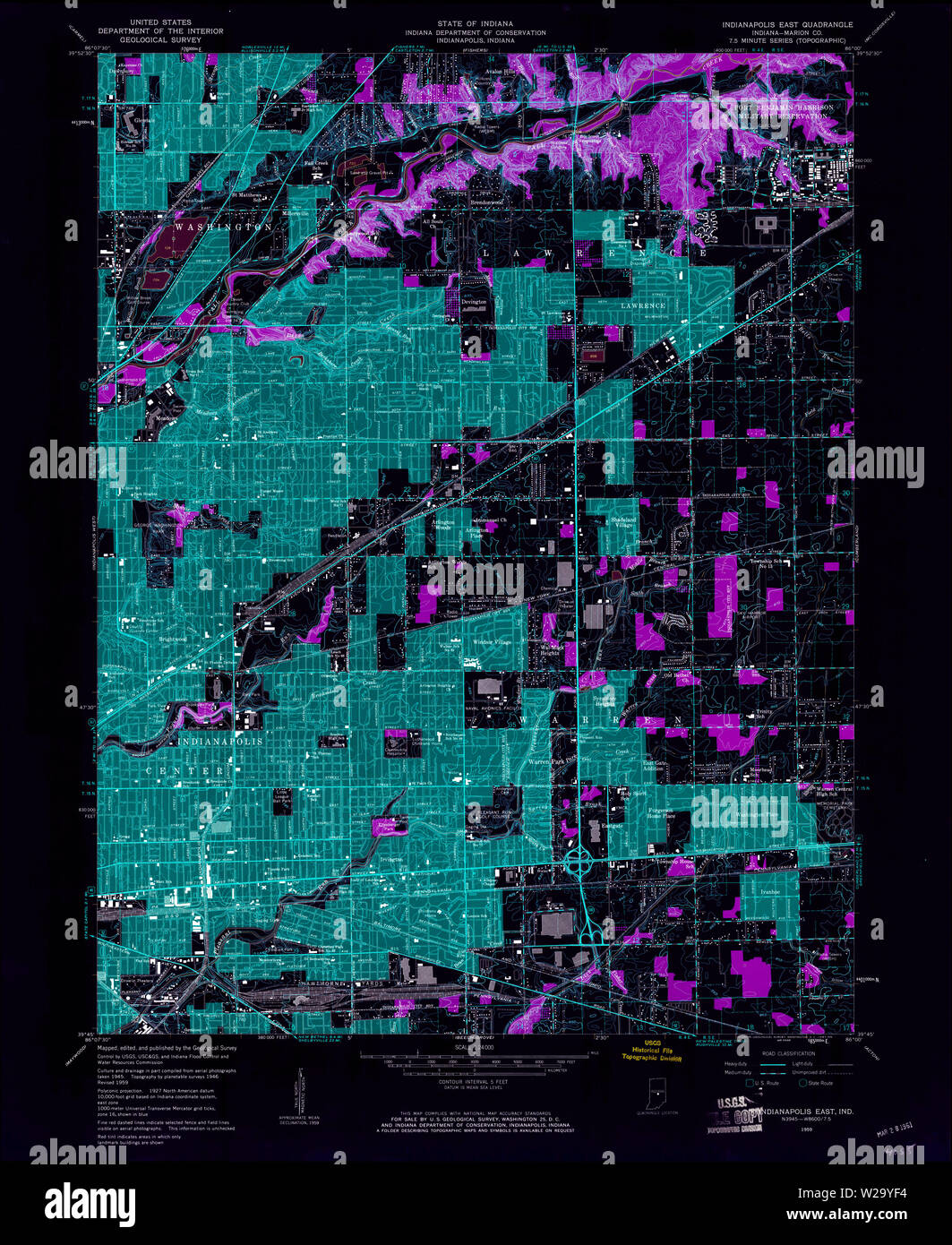 Topographical Map Indiana Indianapolis east indiana map hi-res stock photography and images - Alamy