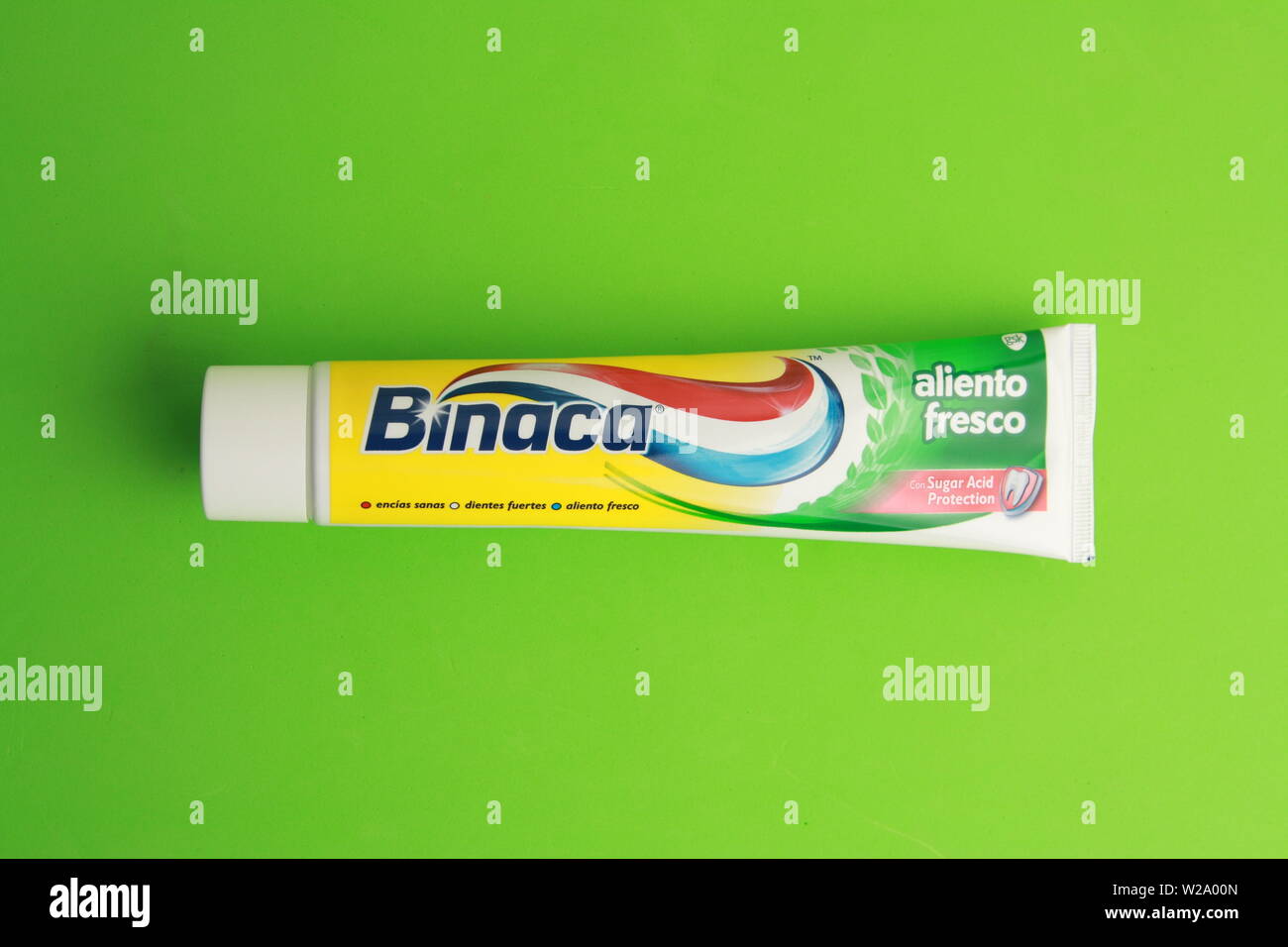 Saragossa Spain. September 18, 2018, binaca brand toothpaste tube Stock  Photo - Alamy